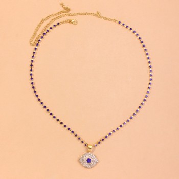 Stonefans Crystal Blue Evil Eye Necklace for Women Statement Accessory Bohemian Vintage Fashion New Long Pendant 